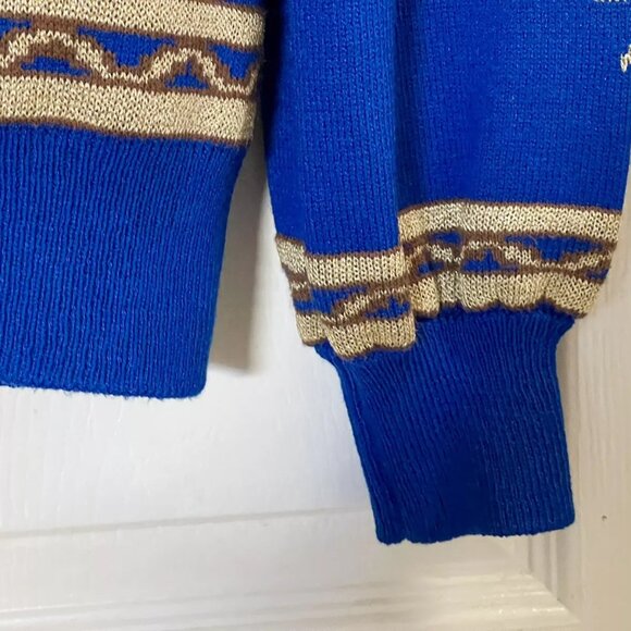 St. John Santana Knit Royal Blue Gold Embroidered Sweater Blazer Cardigan Sz M - Picture 7 of 7